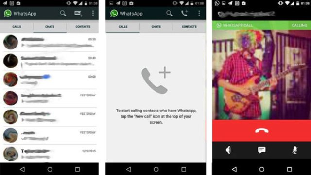 Capture d'écran Appels Vocaux WhatsApp sur certains smartphones