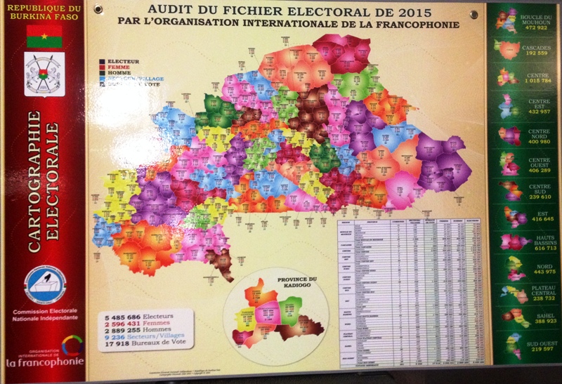 Une carte électorale du Burkina Faso a été présentée.