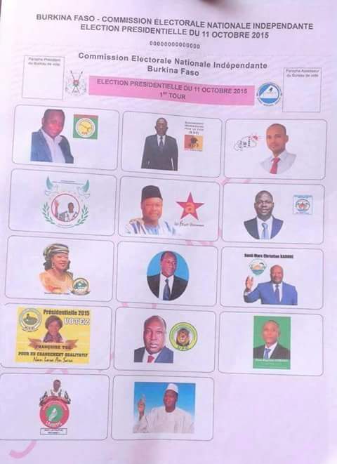 La préfiguration des différents candidats sur le bulletin unique de la présidentielle 2015 au Burkina Faso