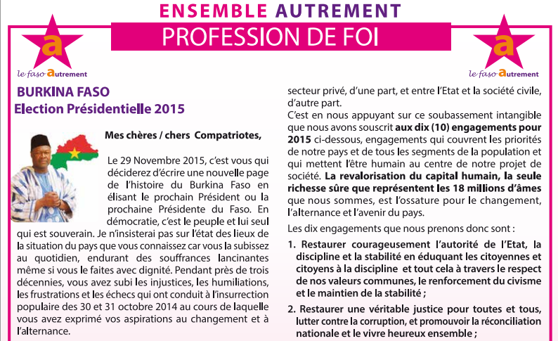 ablasse ouedraogo profession de foi