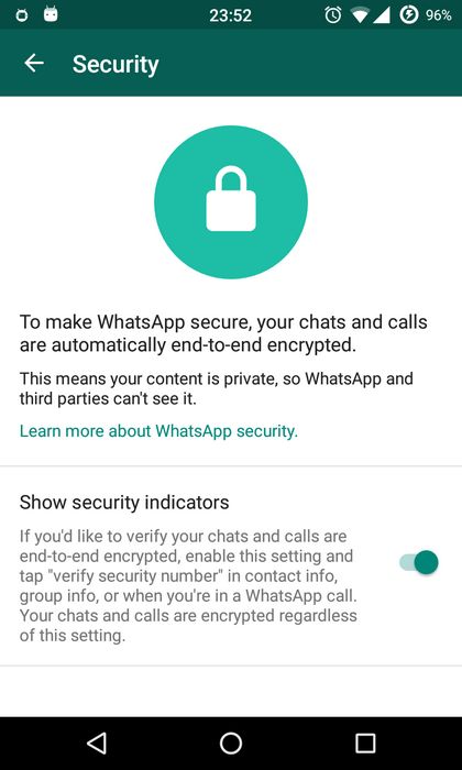 Aperçu de la capture d'écran de la version sécurisée de WhatsApp.