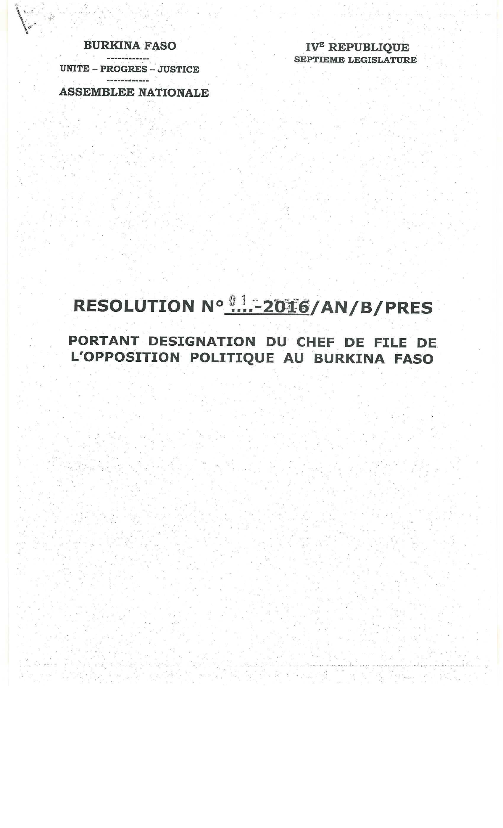 RESOLUTION PORTANT DESIGNATION DU CFOP0001